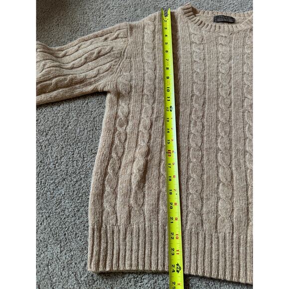 Thane Cable Knit Sweater Shetland Wool Tan Preppy Retro Grandpa Old Money - Picture 4 of 7